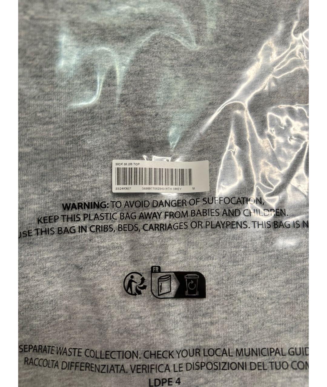 SUPREME Серая хлопковая футболка, фото 3