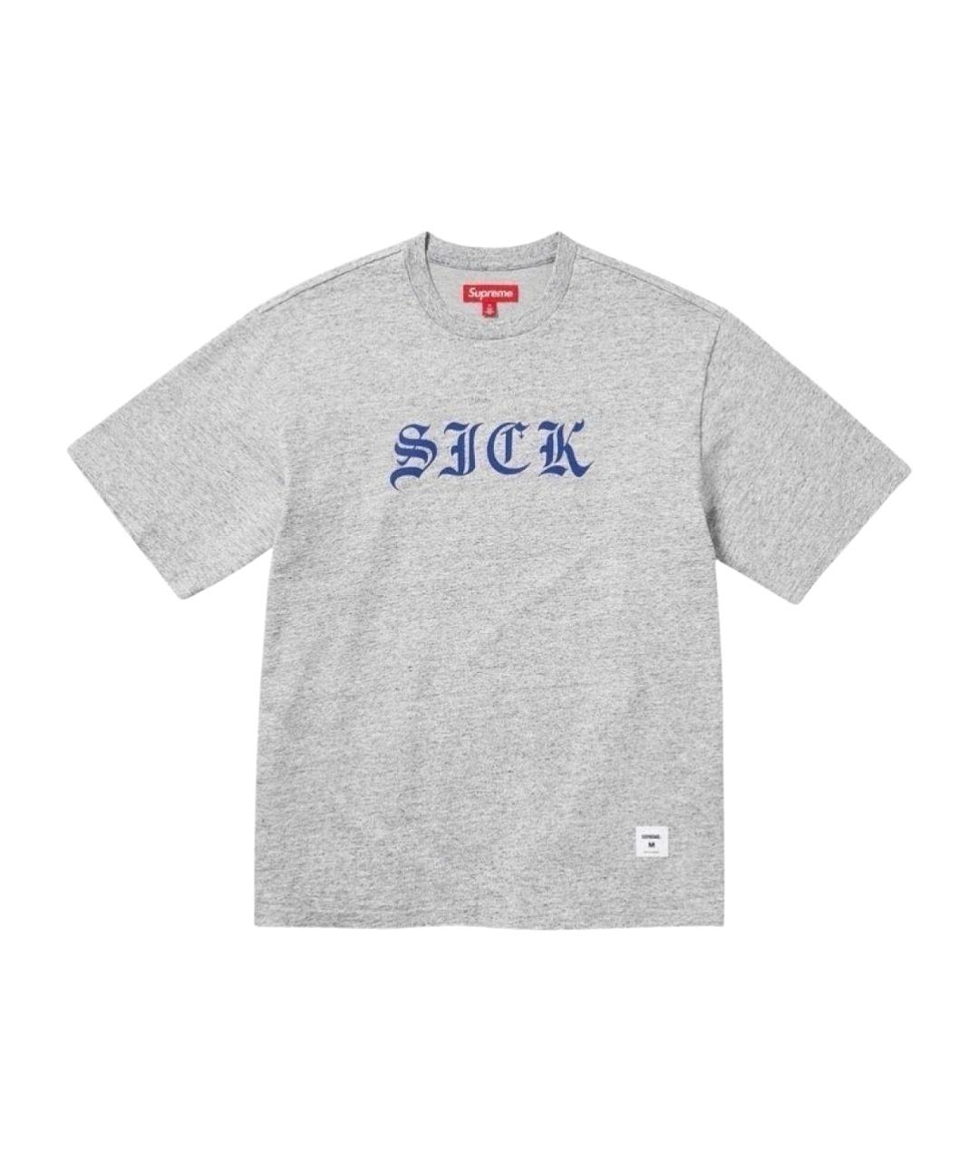 SUPREME Серая хлопковая футболка, фото 1
