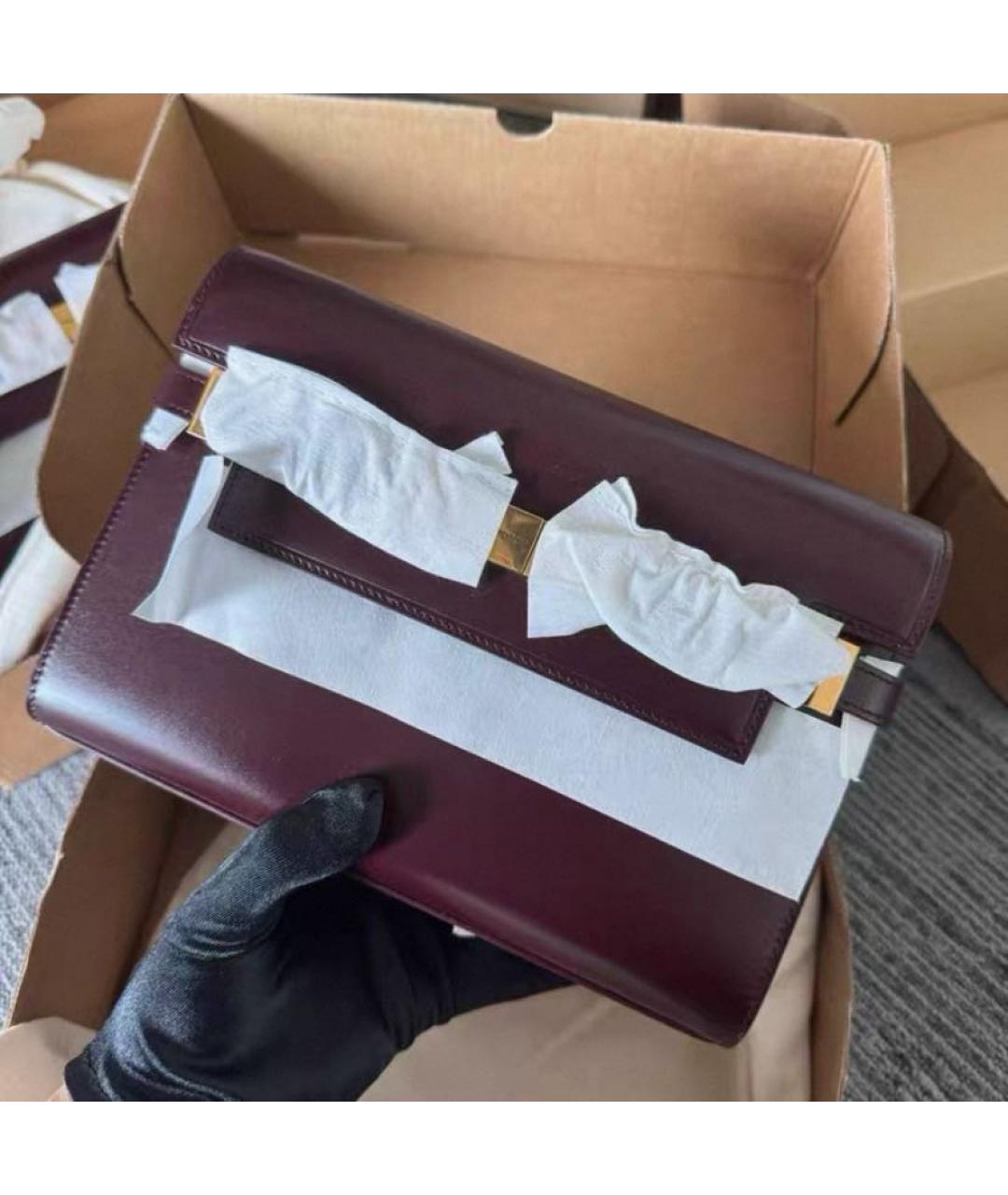 SAINT LAURENT Бордовая кожаная сумка через плечо, фото 2