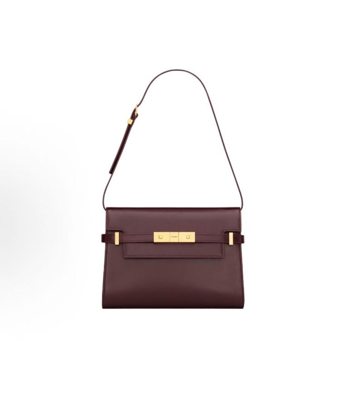 SAINT LAURENT Бордовая кожаная сумка через плечо, фото 4