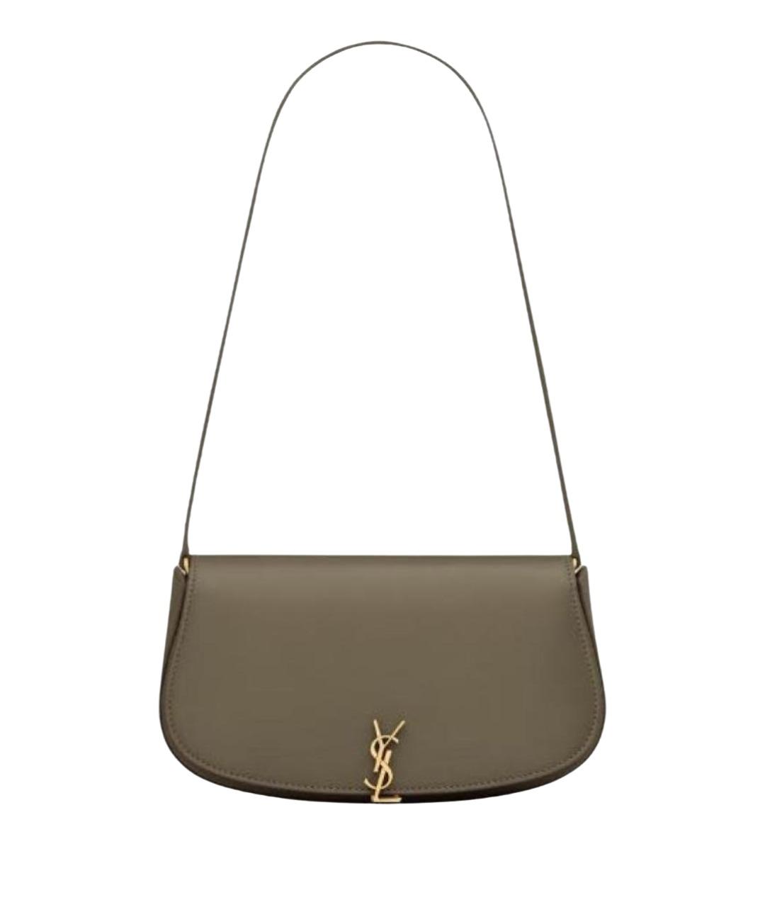 SAINT LAURENT Хаки кожаная сумка через плечо, фото 1