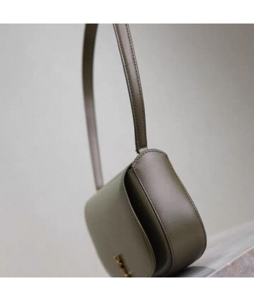 SAINT LAURENT Хаки кожаная сумка через плечо, фото 2