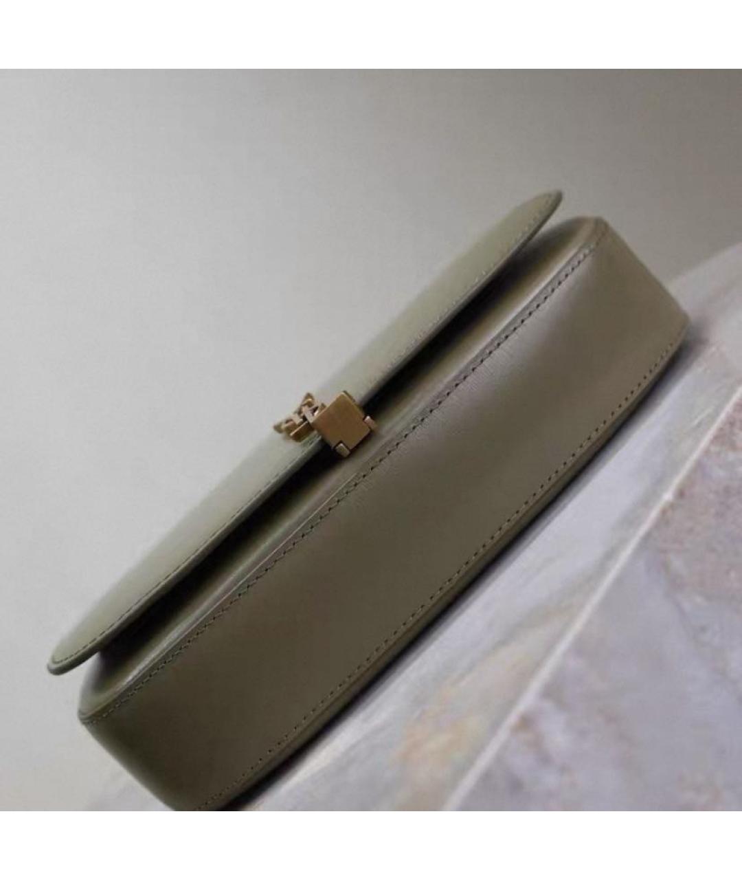 SAINT LAURENT Хаки кожаная сумка через плечо, фото 3