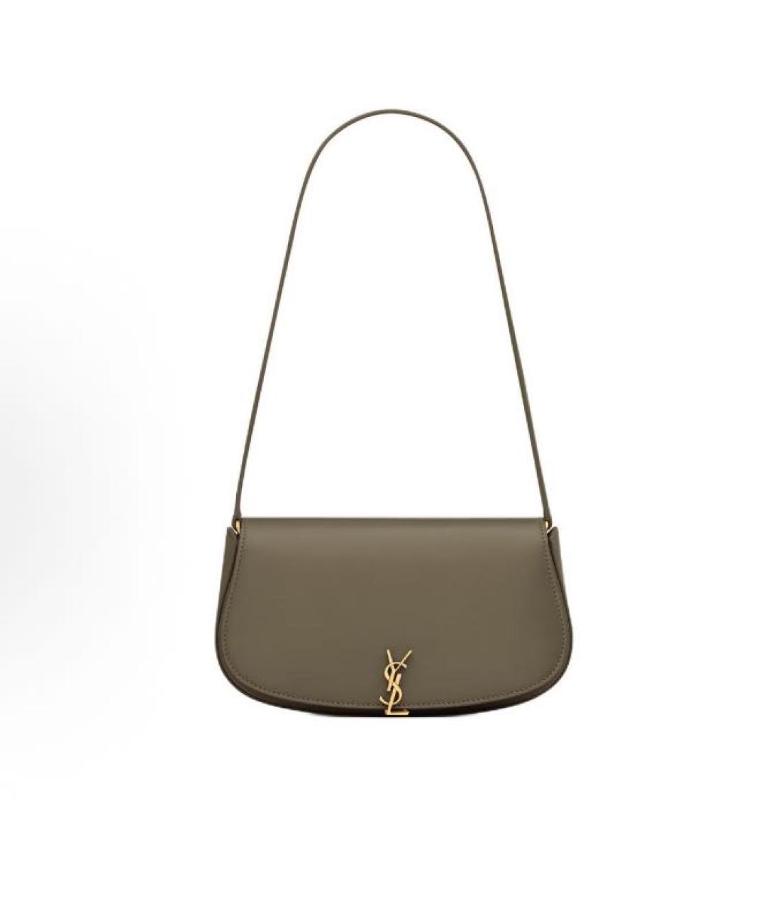 SAINT LAURENT Хаки кожаная сумка через плечо, фото 5