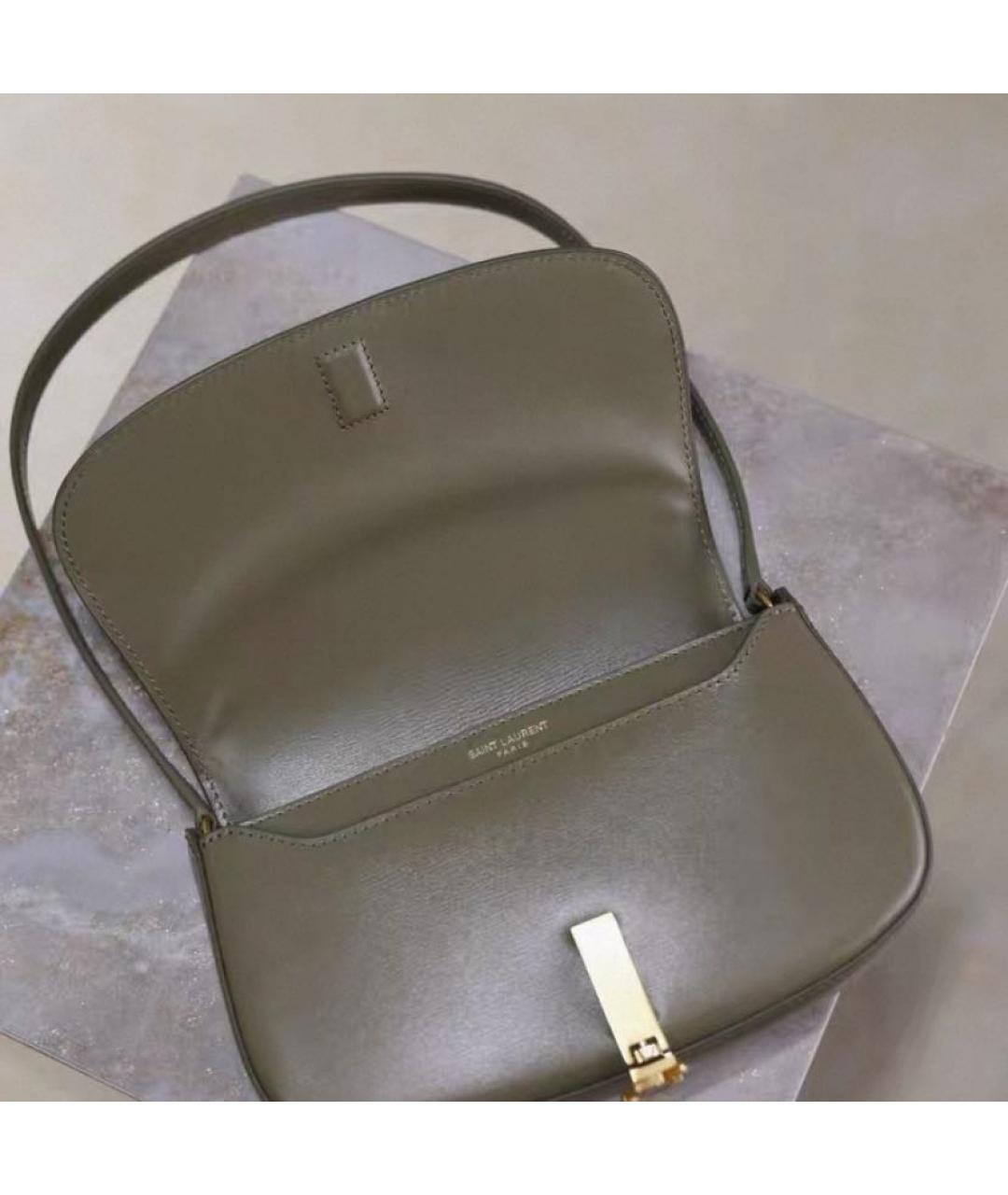 SAINT LAURENT Хаки кожаная сумка через плечо, фото 4
