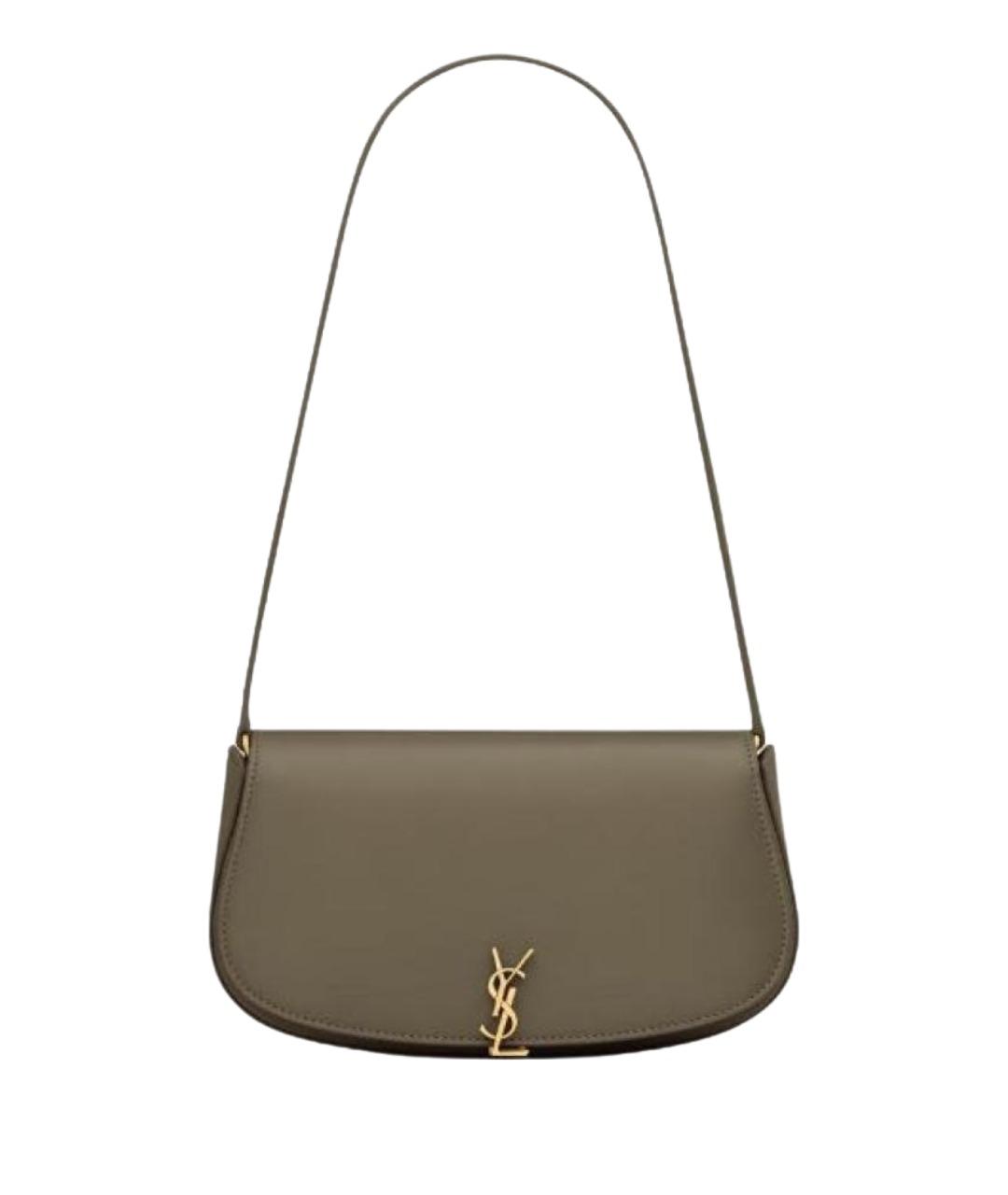 SAINT LAURENT Хаки кожаная сумка через плечо, фото 6