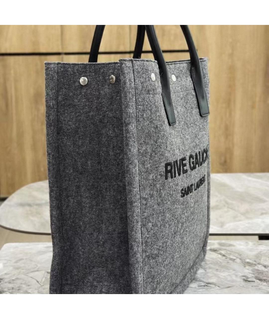 SAINT LAURENT Антрацитовая сумка с короткими ручками, фото 4