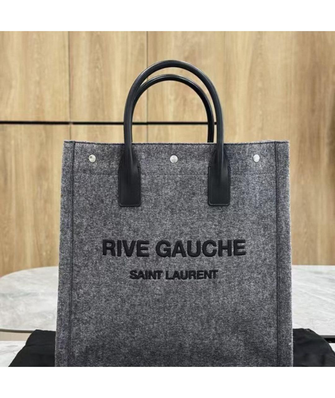 SAINT LAURENT Антрацитовая сумка с короткими ручками, фото 2