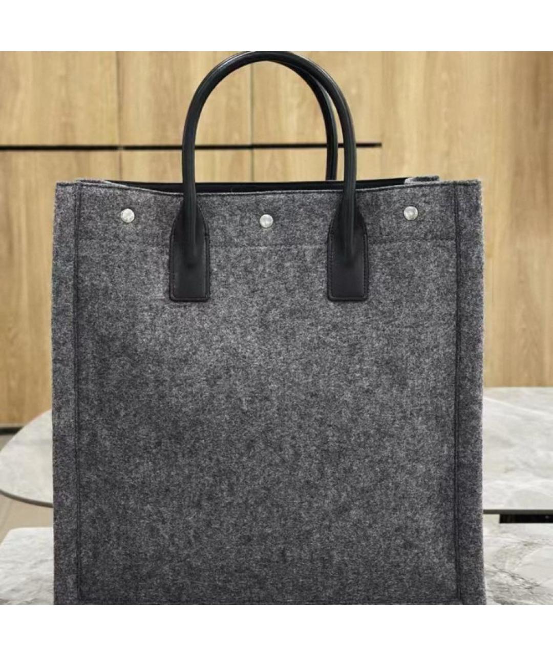 SAINT LAURENT Антрацитовая сумка с короткими ручками, фото 3