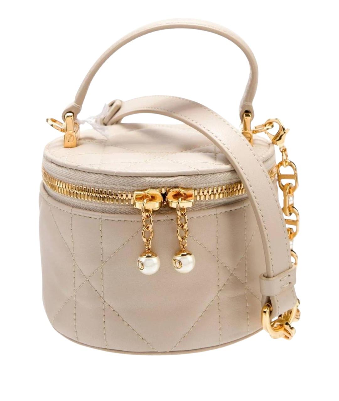 CHRISTIAN DIOR Бежевая кожаная сумка через плечо, фото 1