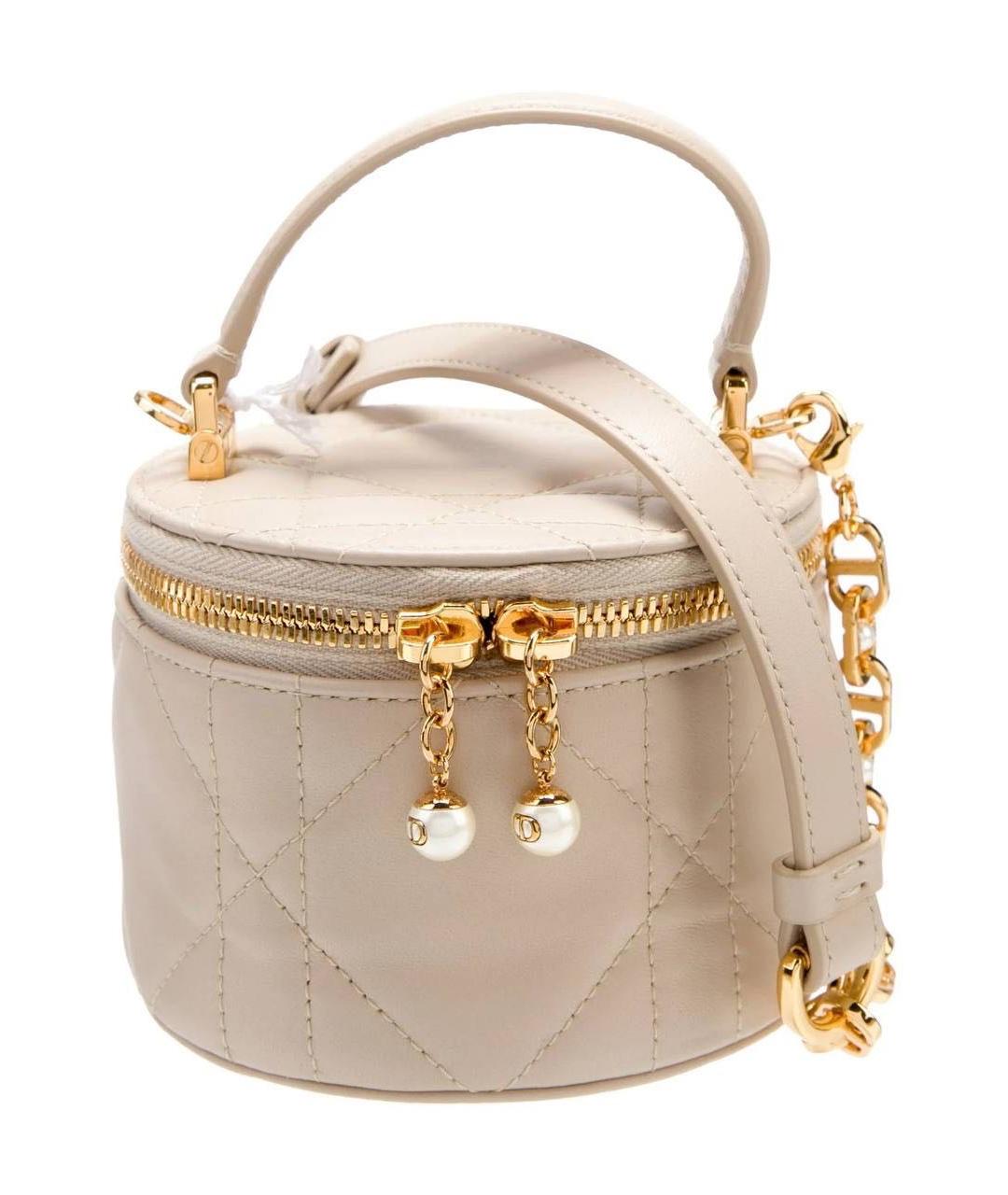 CHRISTIAN DIOR Бежевая кожаная сумка через плечо, фото 6