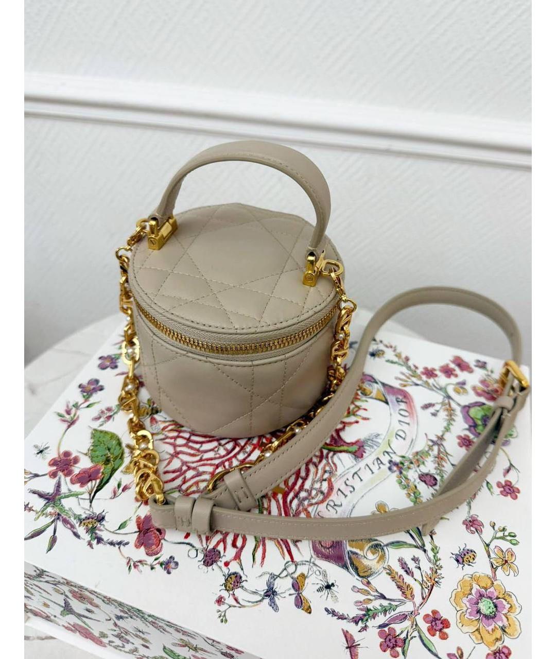 CHRISTIAN DIOR Бежевая кожаная сумка через плечо, фото 2