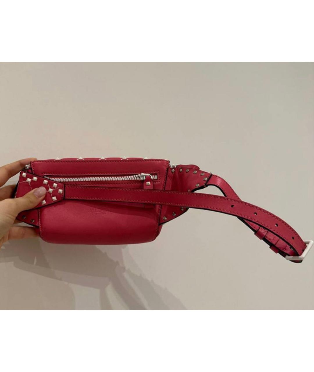 VALENTINO Розовая кожаная поясная сумка, фото 3