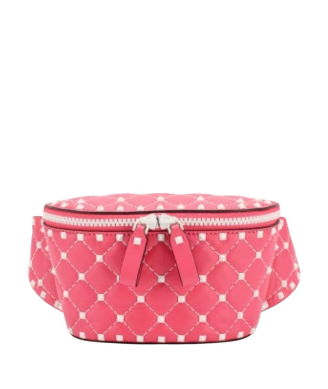 VALENTINO Розовая кожаная поясная сумка, фото 1