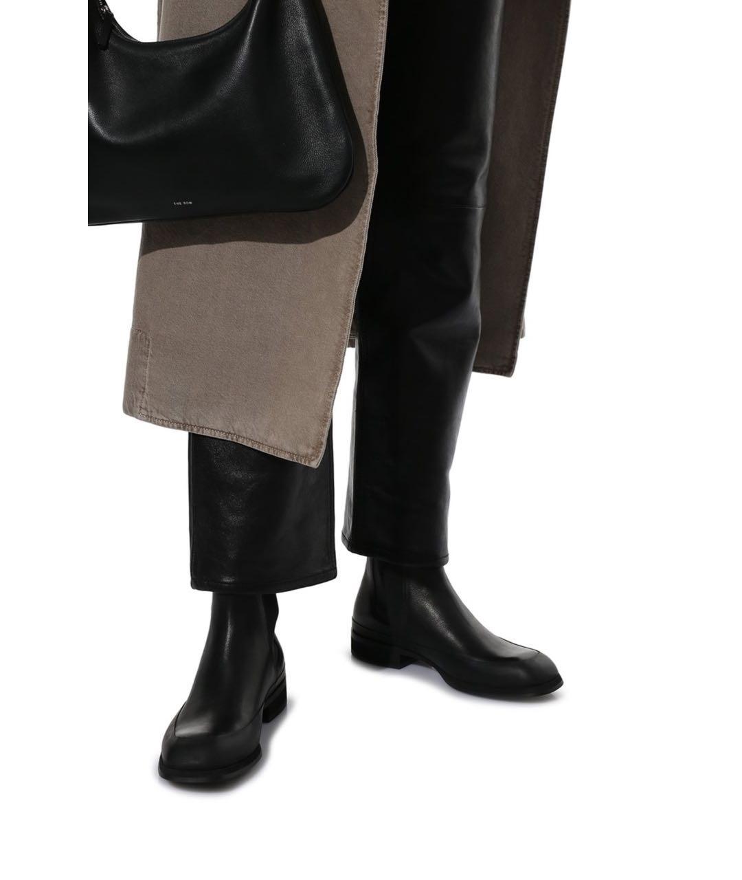 THE ROW Черные кожаные полусапоги, фото 3