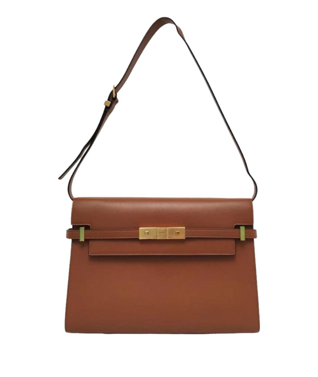 SAINT LAURENT Коричневая кожаная сумка через плечо, фото 10