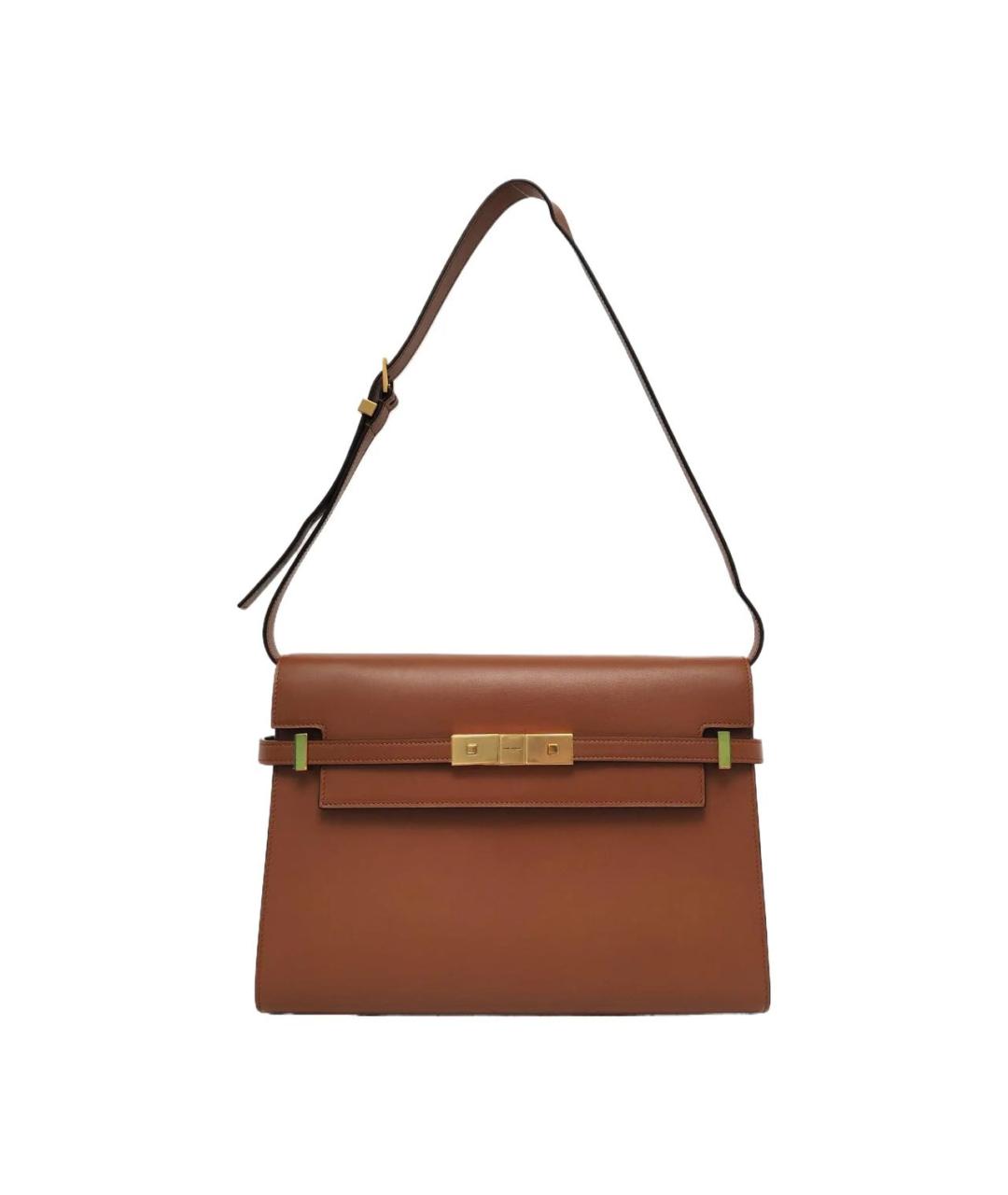 SAINT LAURENT Коричневая кожаная сумка через плечо, фото 9