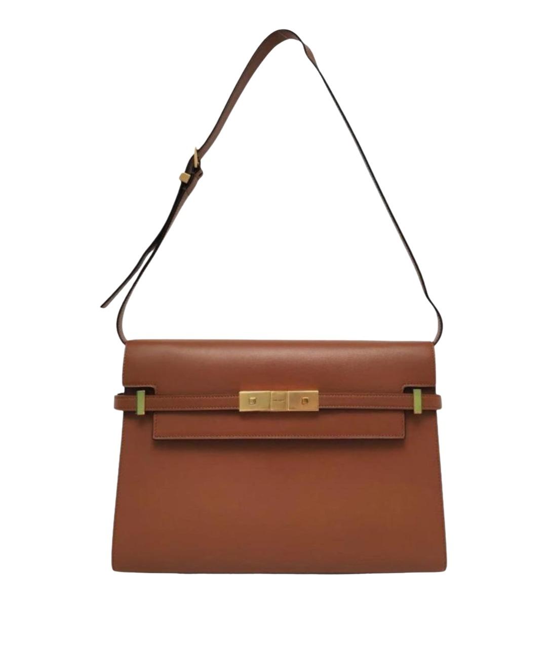 SAINT LAURENT Коричневая кожаная сумка через плечо, фото 1