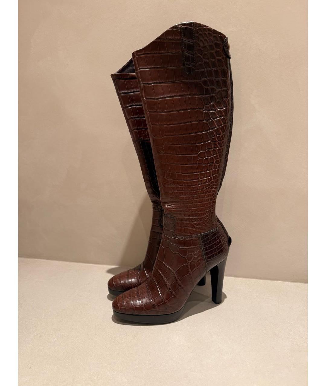 RALPH LAUREN Коричневые сапоги из экзотической кожи, фото 8
