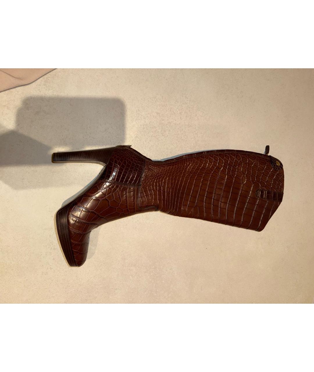 RALPH LAUREN Коричневые сапоги из экзотической кожи, фото 6