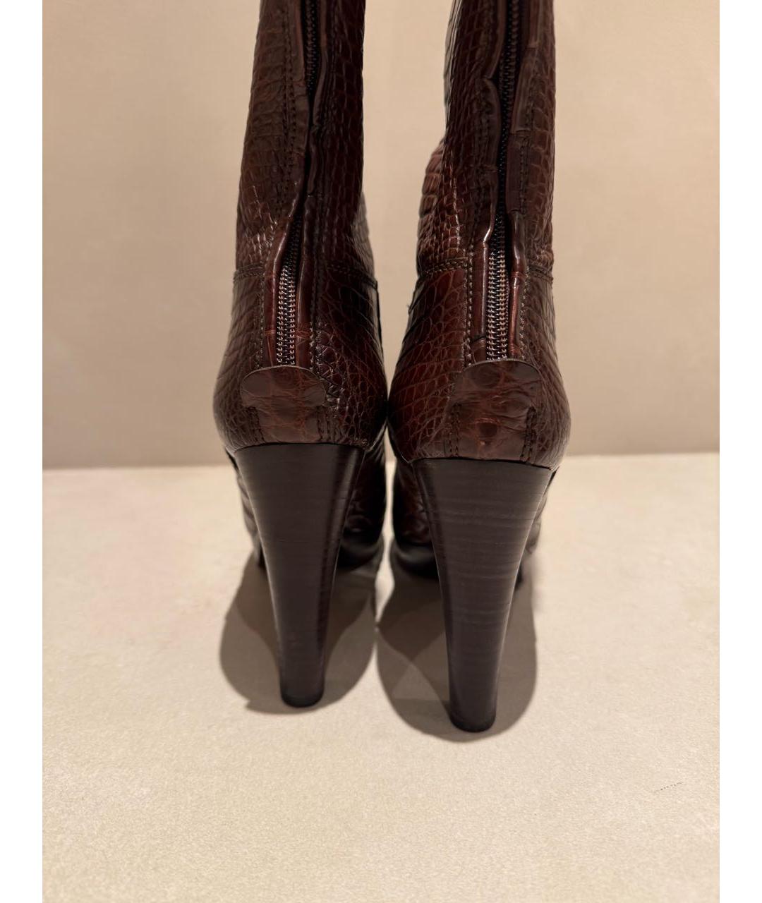 RALPH LAUREN Коричневые сапоги из экзотической кожи, фото 3