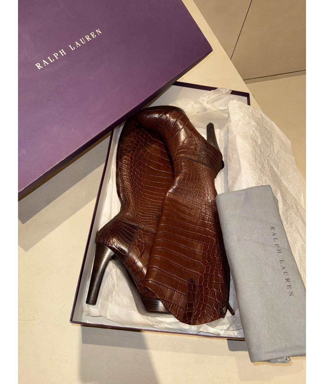 RALPH LAUREN Коричневые сапоги из экзотической кожи, фото 7