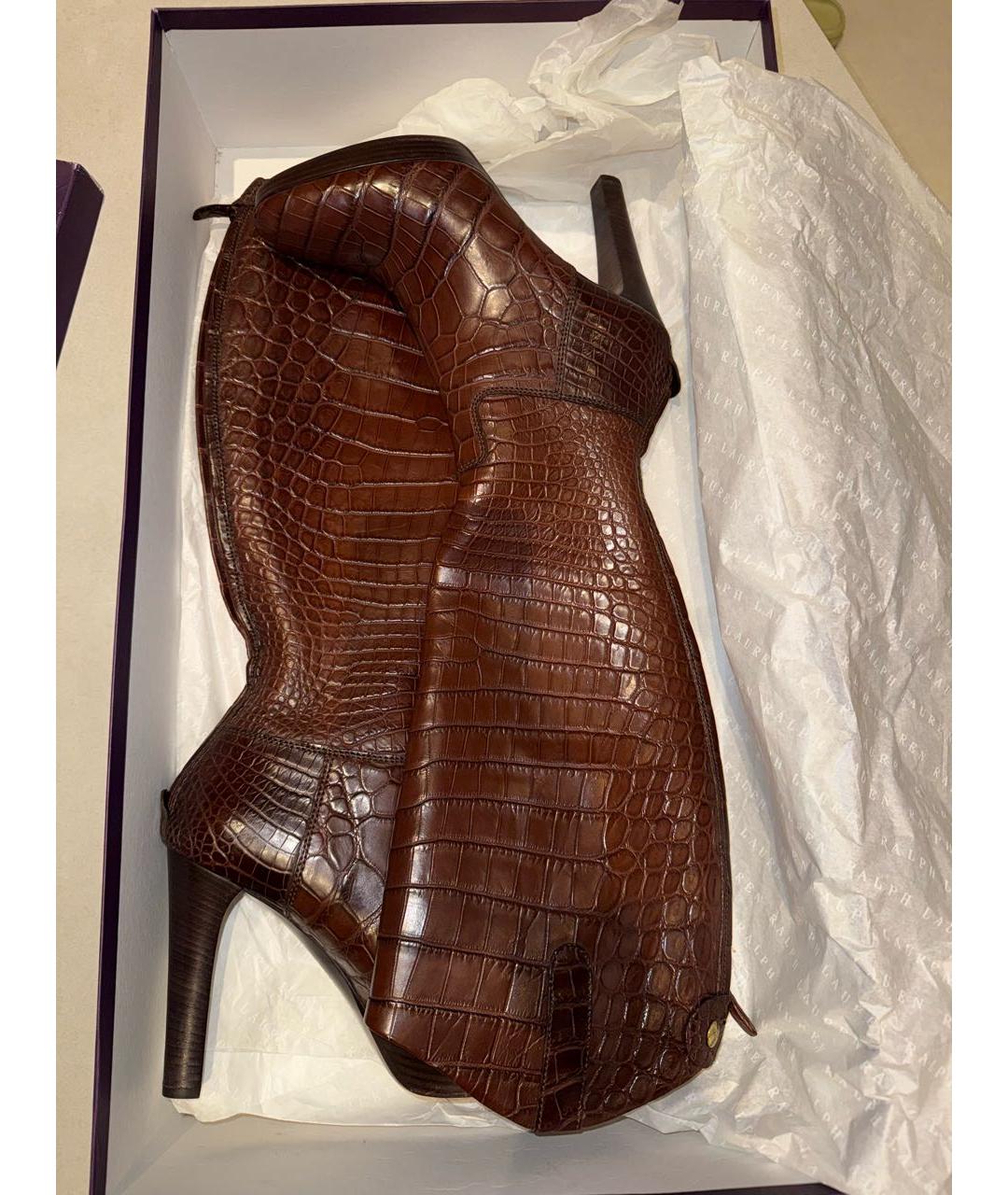 RALPH LAUREN Коричневые сапоги из экзотической кожи, фото 5