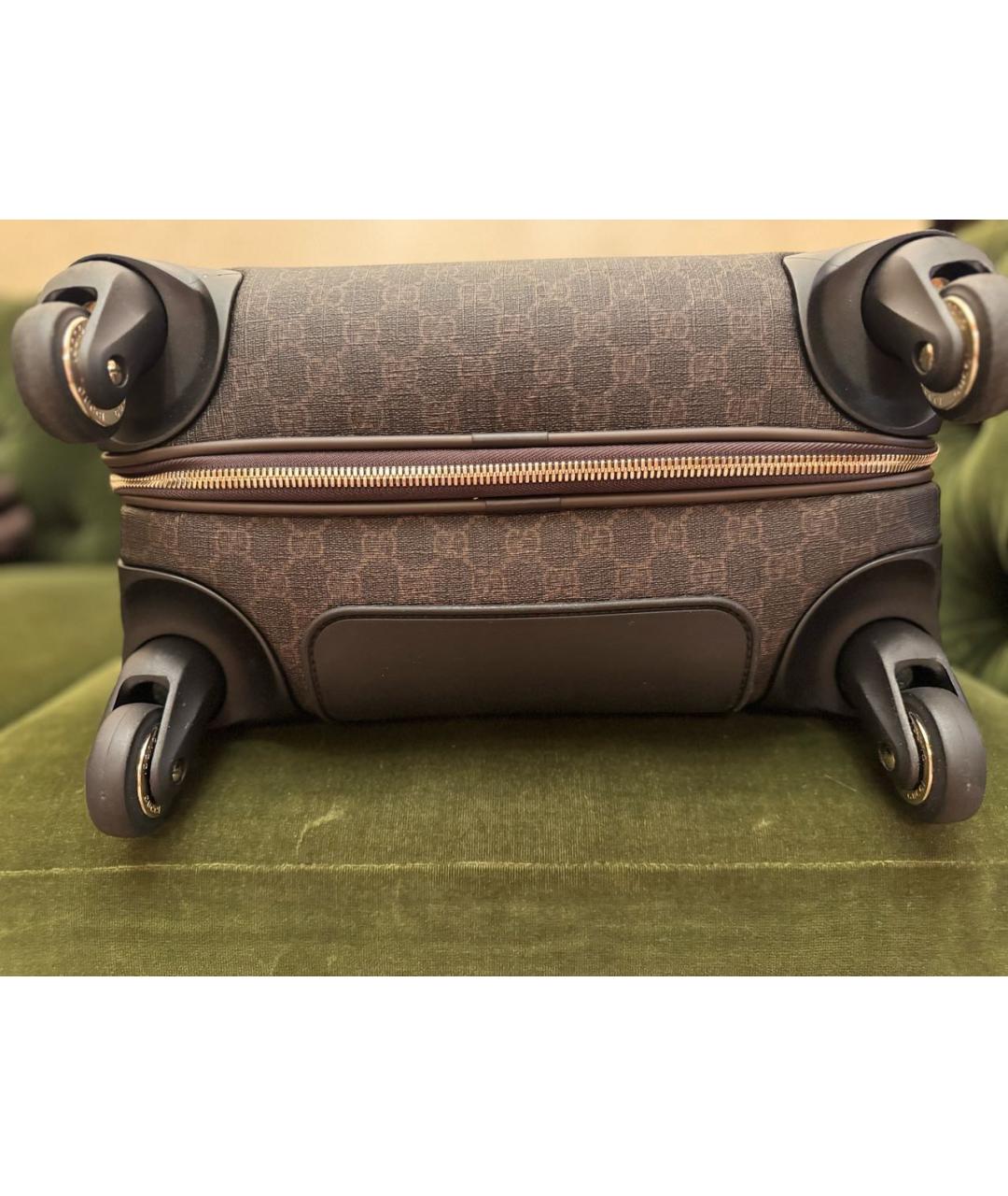 GUCCI Коричневый кожаный чемодан, фото 3