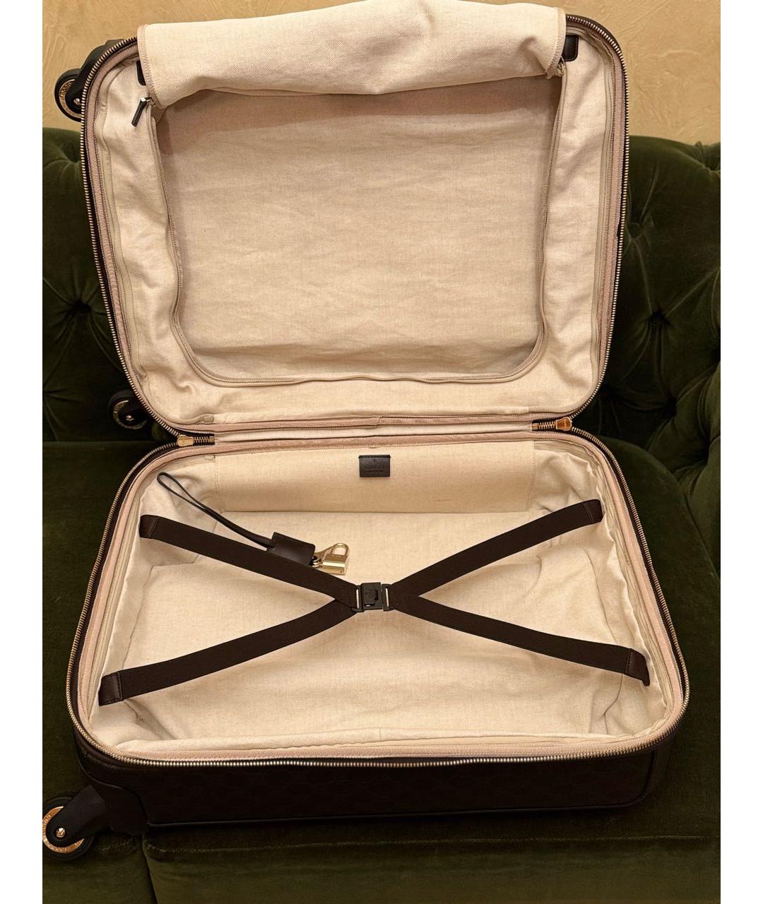 GUCCI Коричневый кожаный чемодан, фото 5