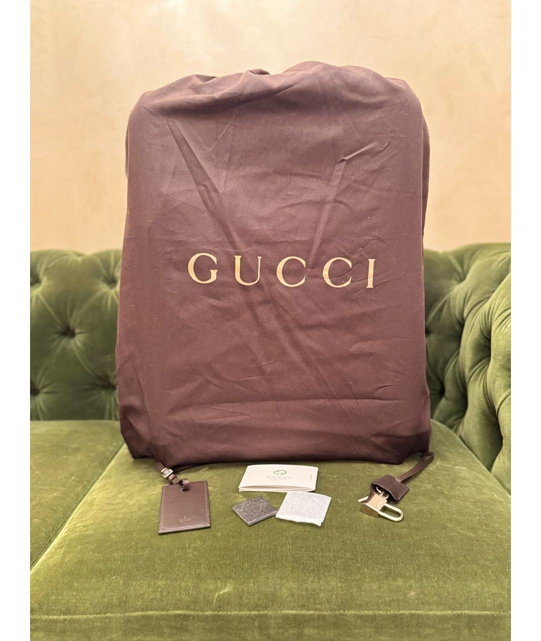 GUCCI Коричневый кожаный чемодан, фото 7