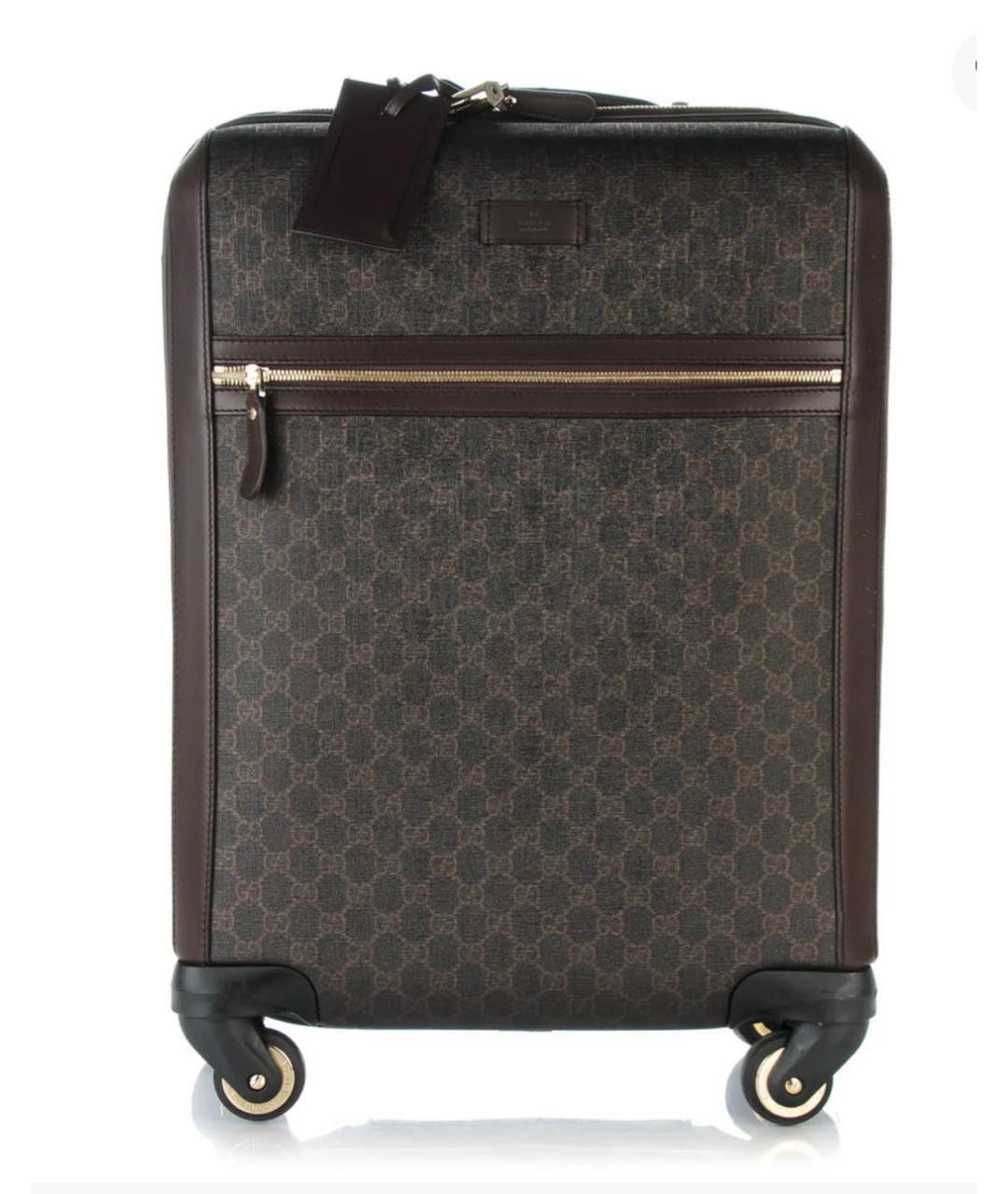 GUCCI Коричневый кожаный чемодан, фото 9