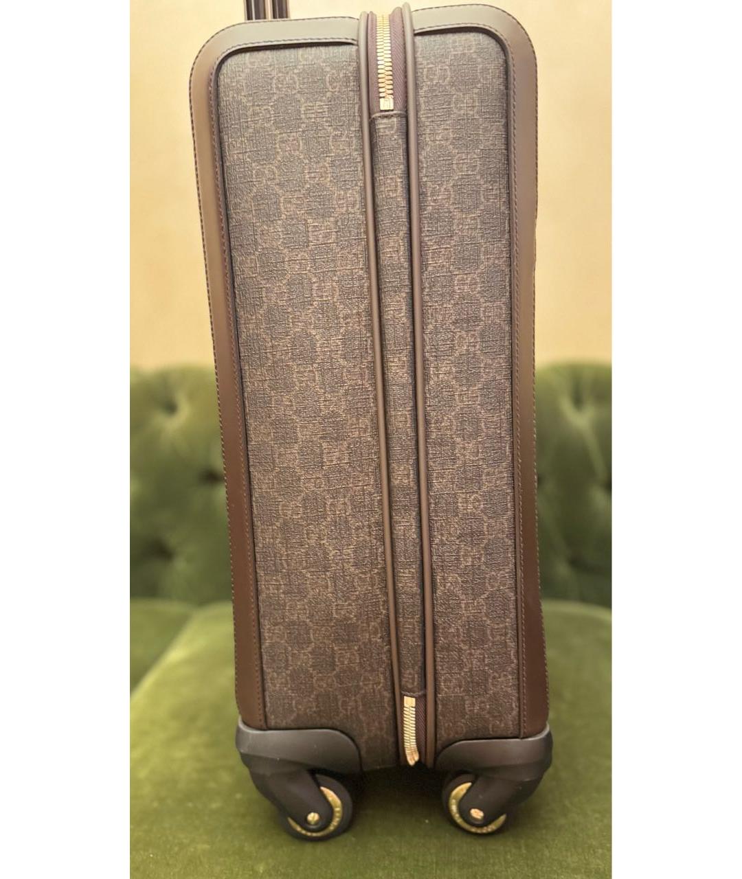 GUCCI Коричневый кожаный чемодан, фото 6