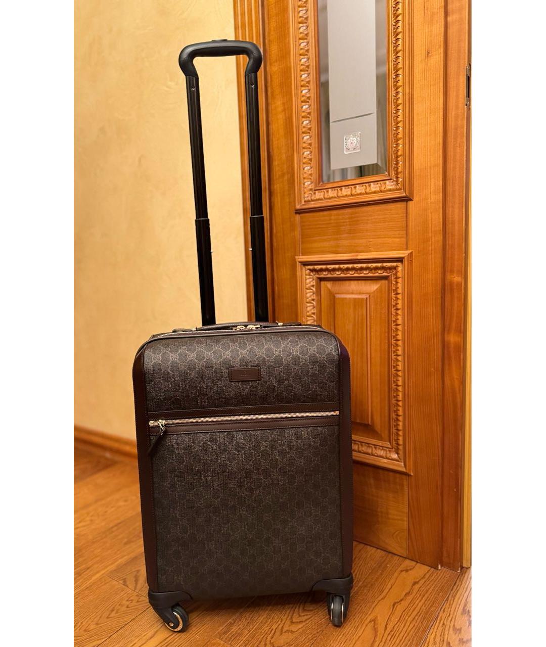 GUCCI Коричневый кожаный чемодан, фото 8