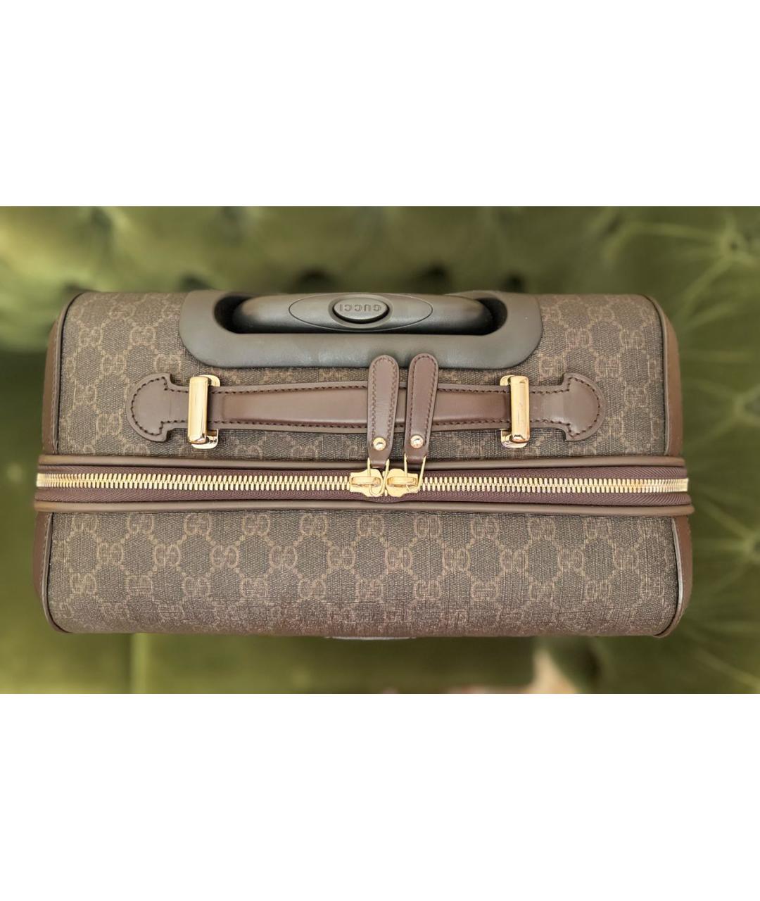 GUCCI Коричневый кожаный чемодан, фото 4