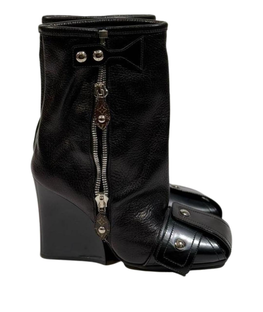 LOUIS VUITTON Черные кожаные полусапоги, фото 1