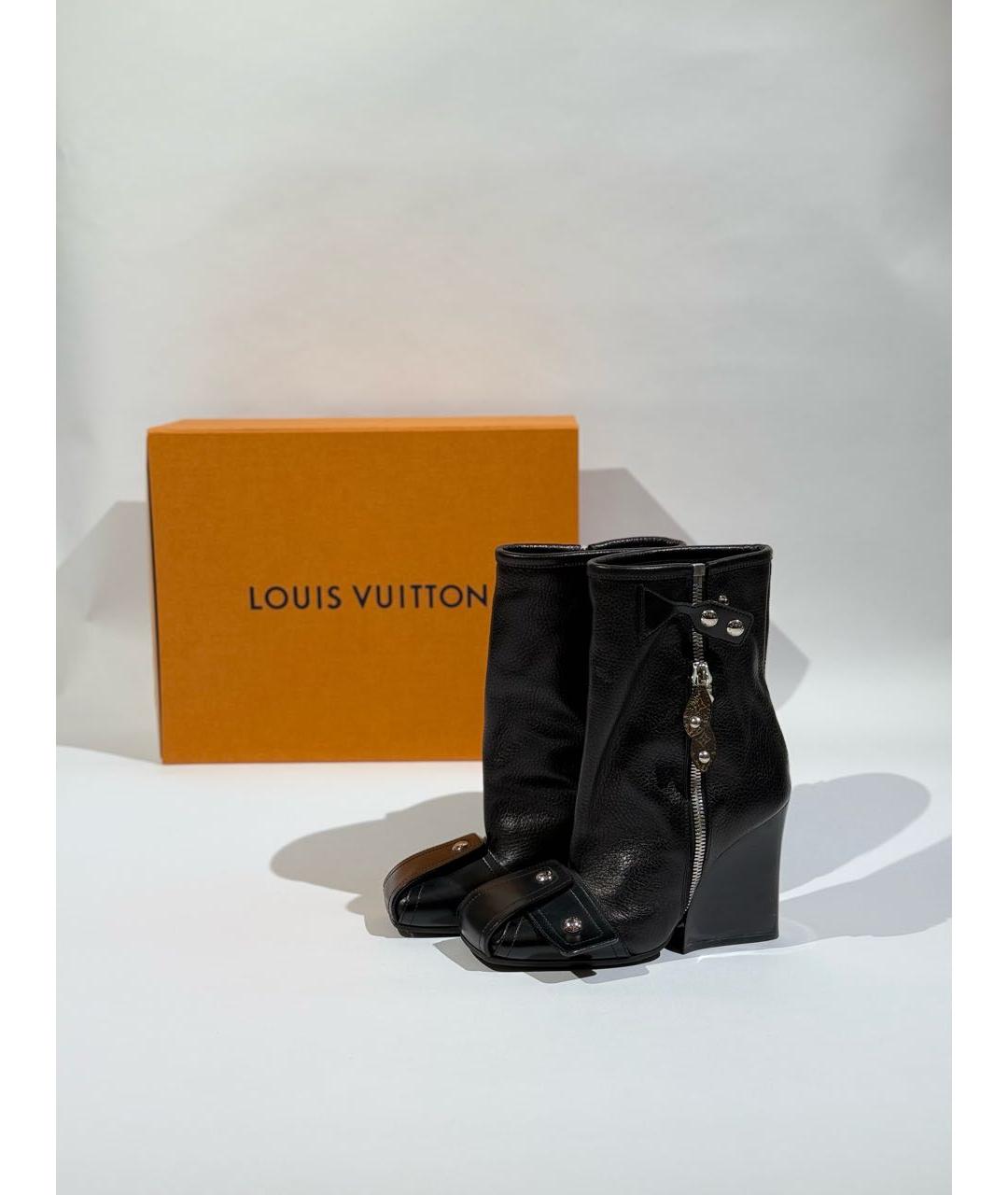 LOUIS VUITTON Черные кожаные полусапоги, фото 5