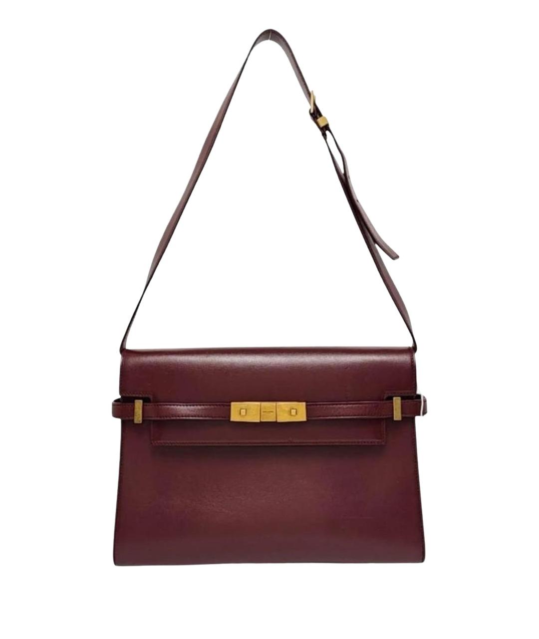 SAINT LAURENT Бордовая кожаная сумка через плечо, фото 1