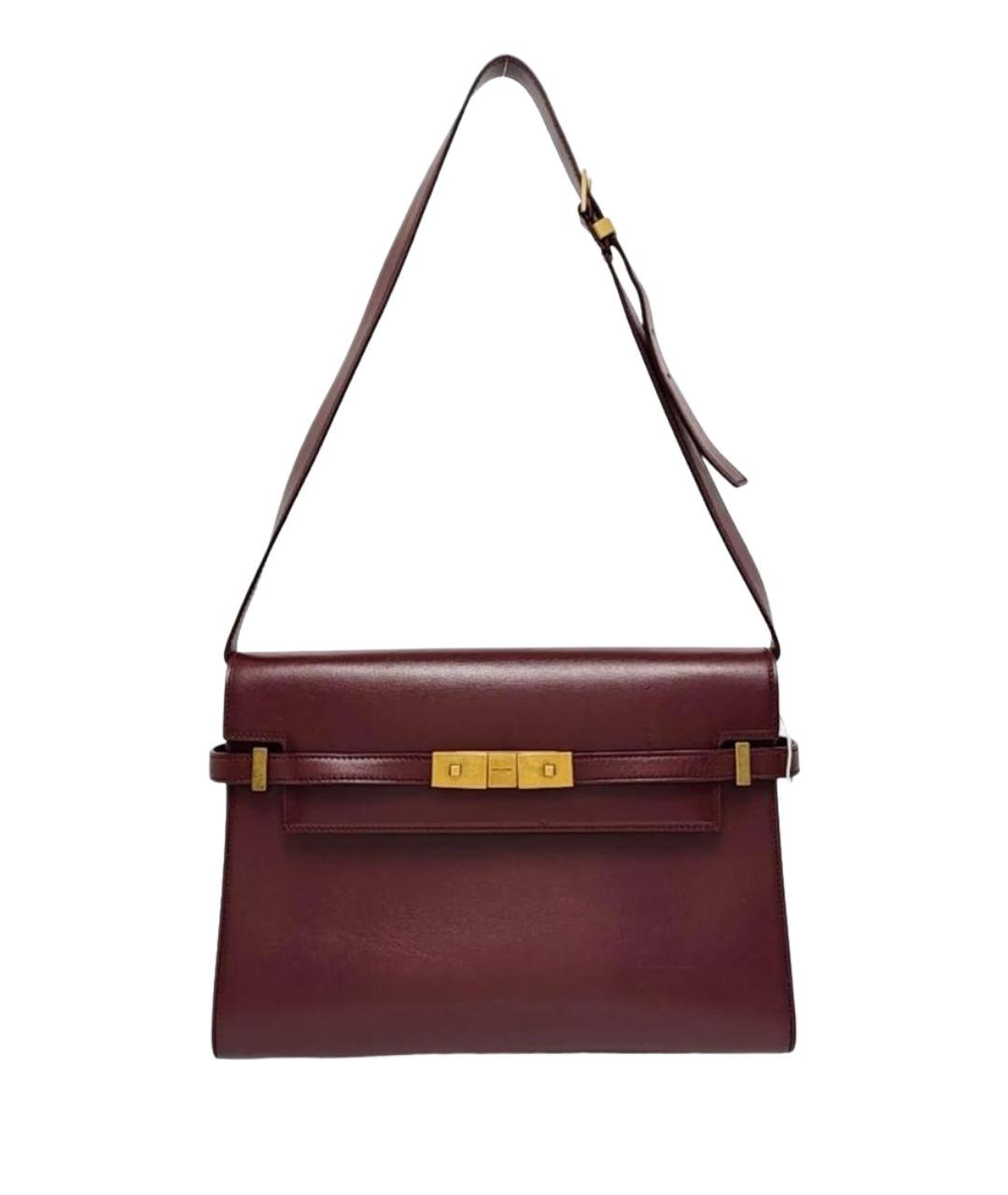 SAINT LAURENT Бордовая кожаная сумка через плечо, фото 10