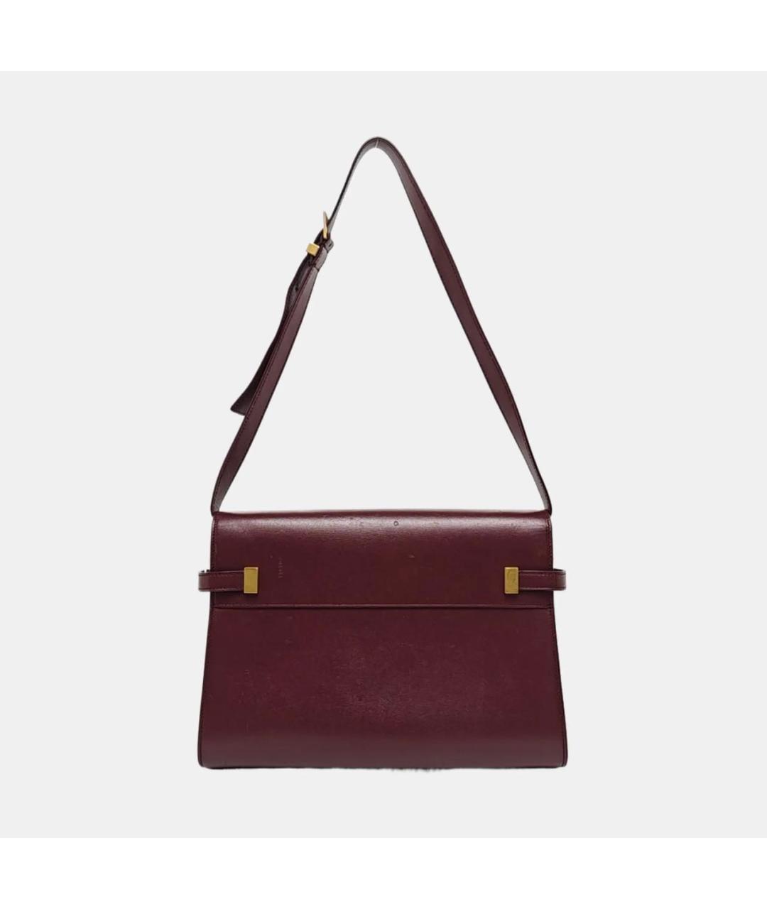 SAINT LAURENT Бордовая кожаная сумка через плечо, фото 4