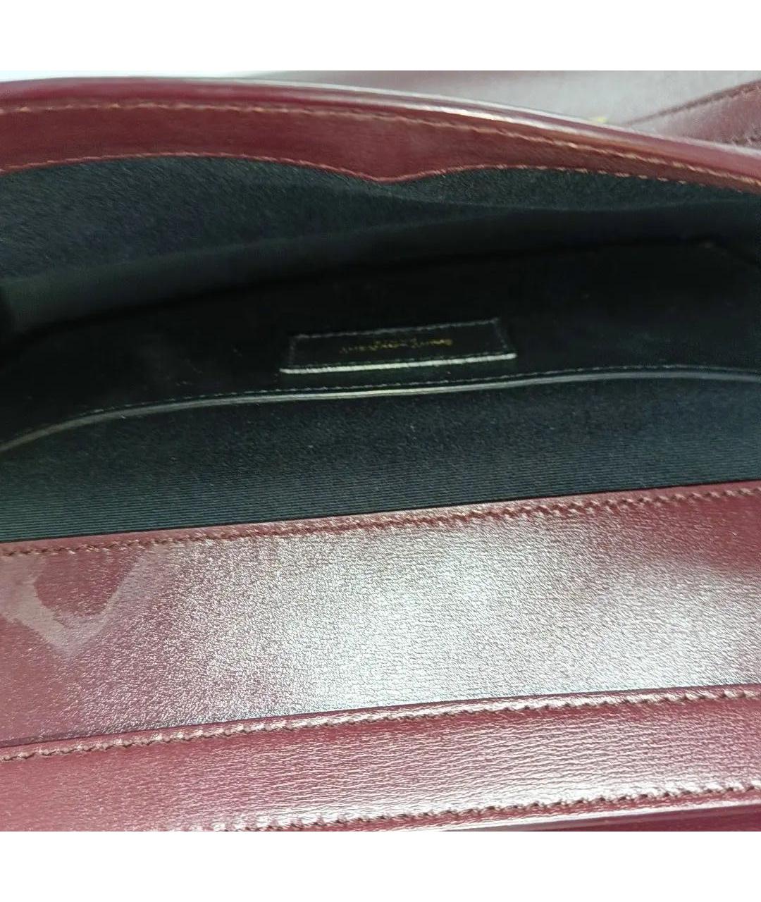 SAINT LAURENT Бордовая кожаная сумка через плечо, фото 6