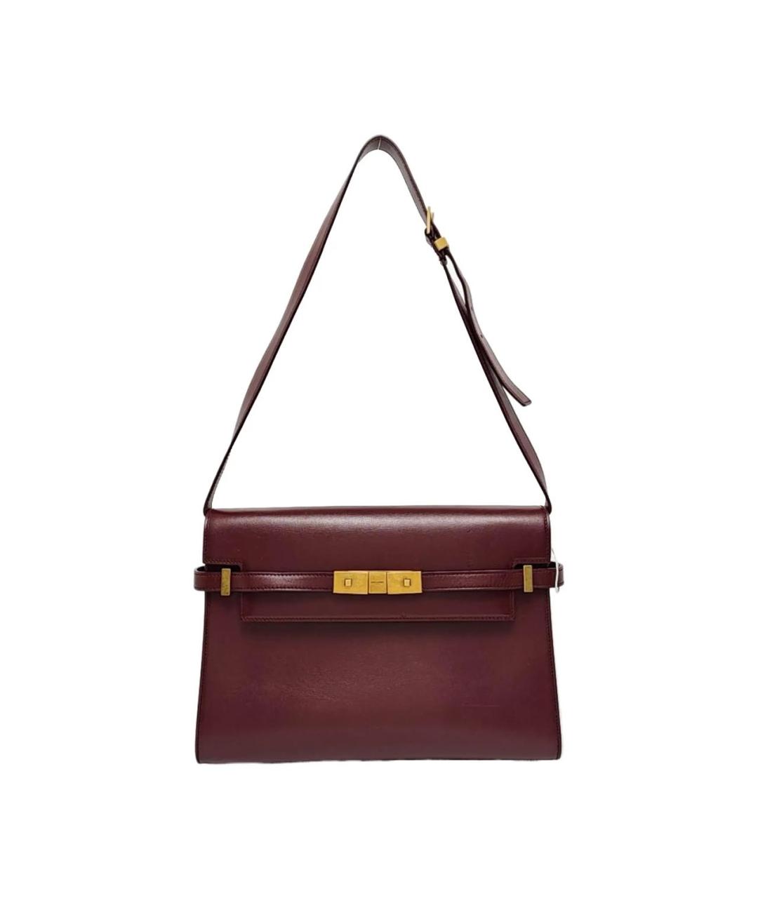 SAINT LAURENT Бордовая кожаная сумка через плечо, фото 9