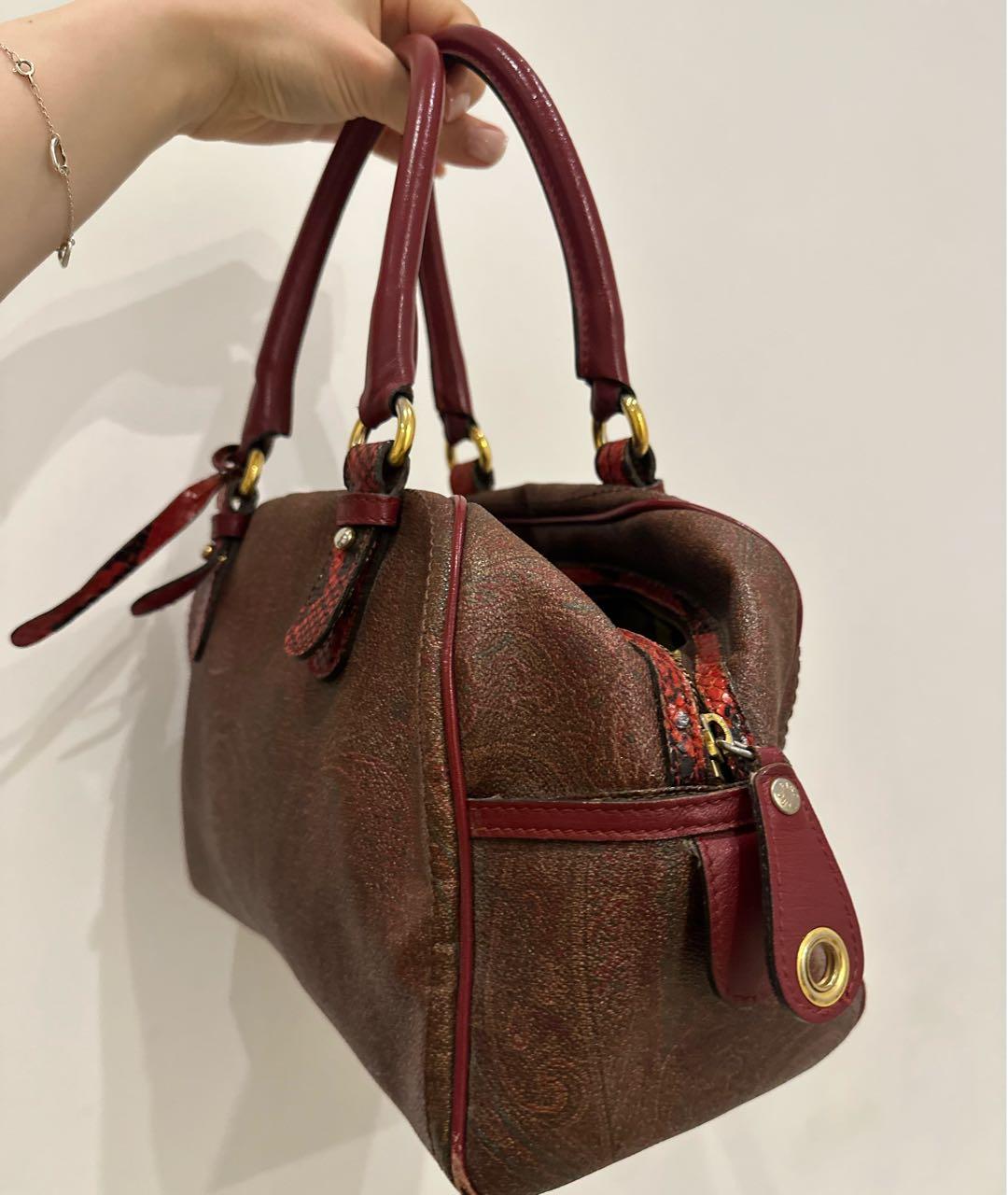 ETRO Бордовая кожаная сумка с короткими ручками, фото 3