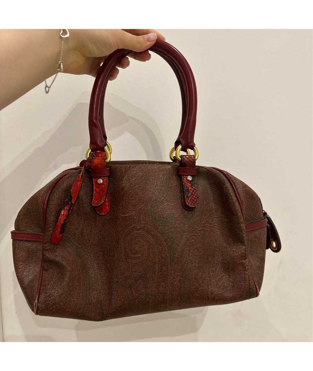 ETRO Бордовая кожаная сумка с короткими ручками, фото 2