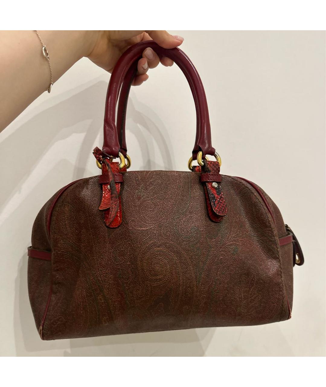 ETRO Бордовая кожаная сумка с короткими ручками, фото 5