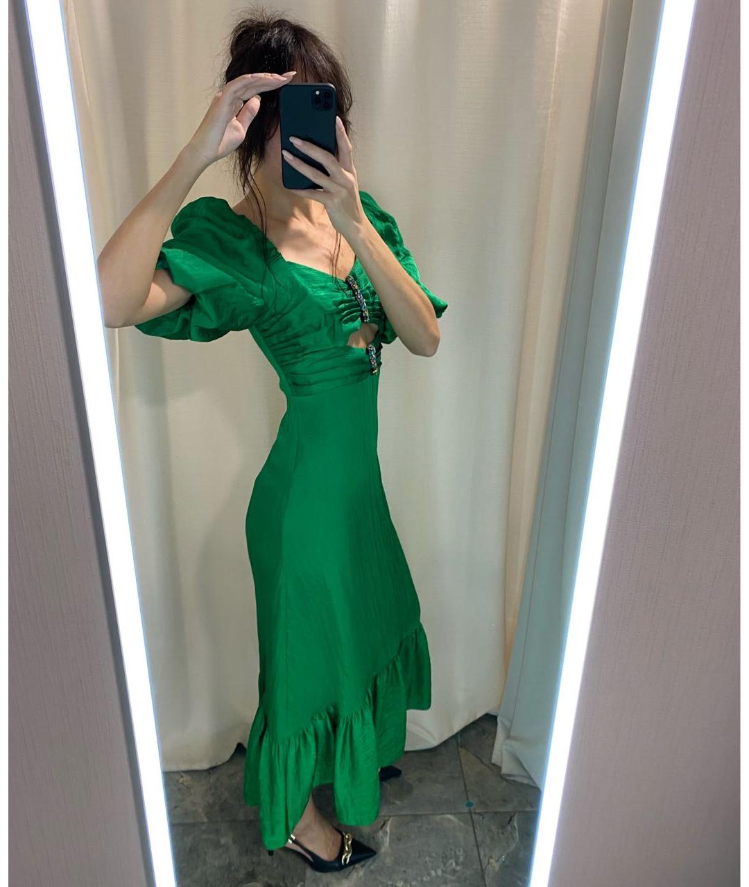 SANDRO Зеленые ацетатное вечернее платье, фото 4