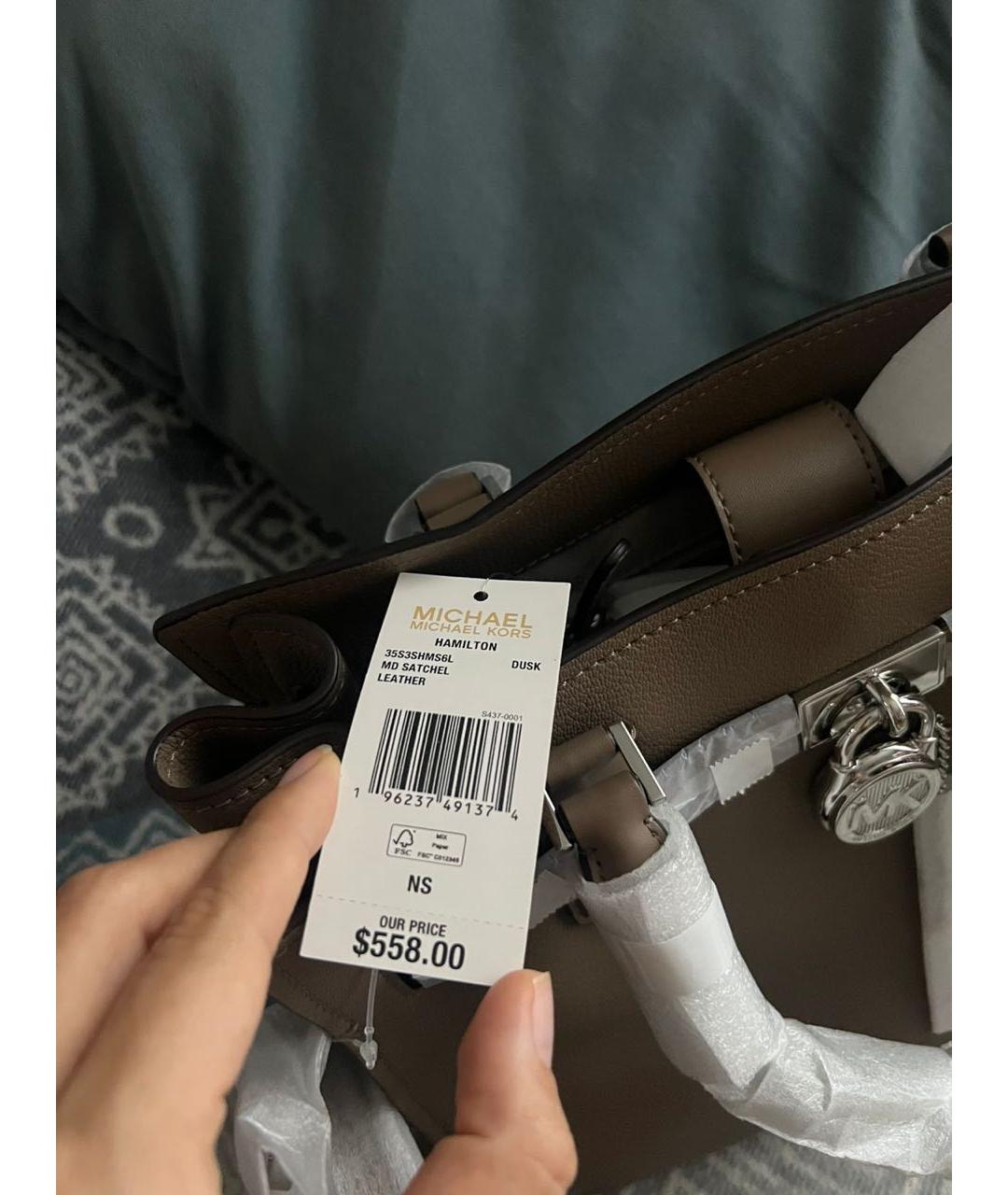 MICHAEL KORS Коричневая кожаная сумка тоут, фото 4