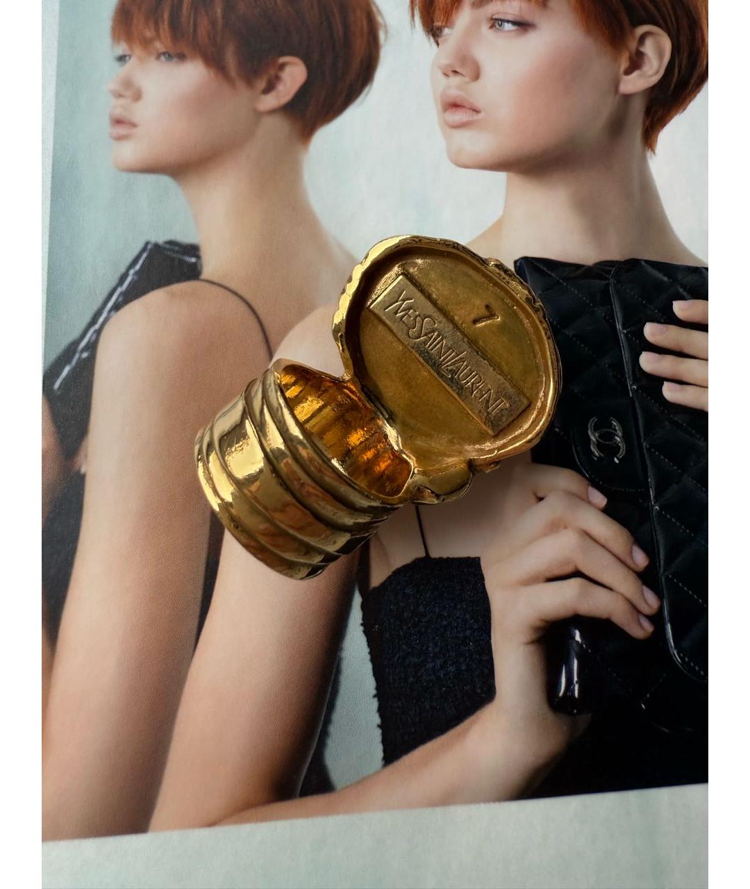 SAINT LAURENT Коричневое металлическое кольцо, фото 2