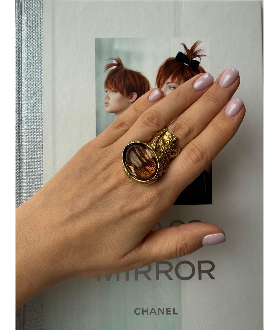 SAINT LAURENT Коричневое металлическое кольцо, фото 3