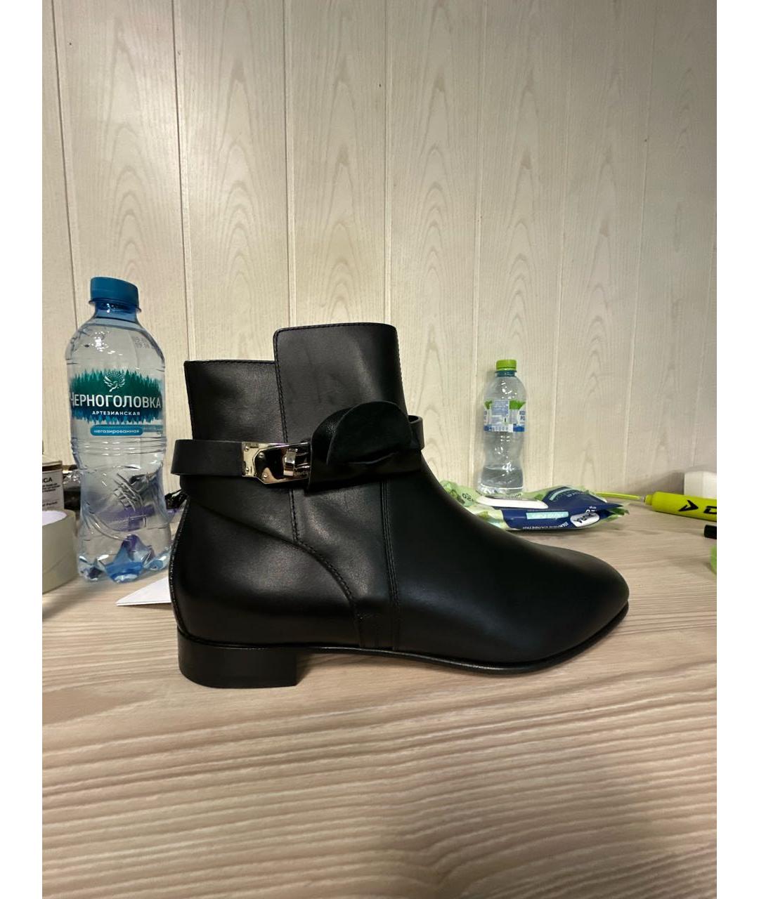 HERMES Черные кожаные ботинки, фото 9