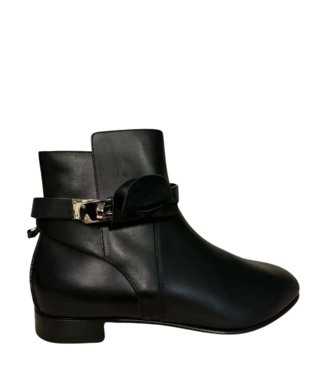 HERMES Черные кожаные ботинки, фото 1
